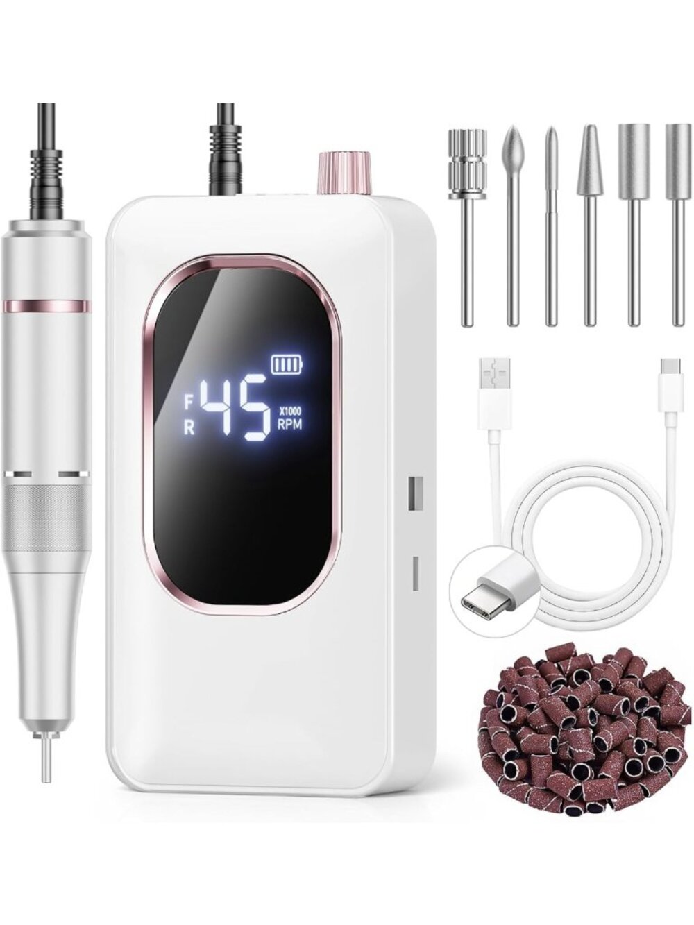 High-Speed Electric Nail Drill 45000RPM with LCD Display for Professional